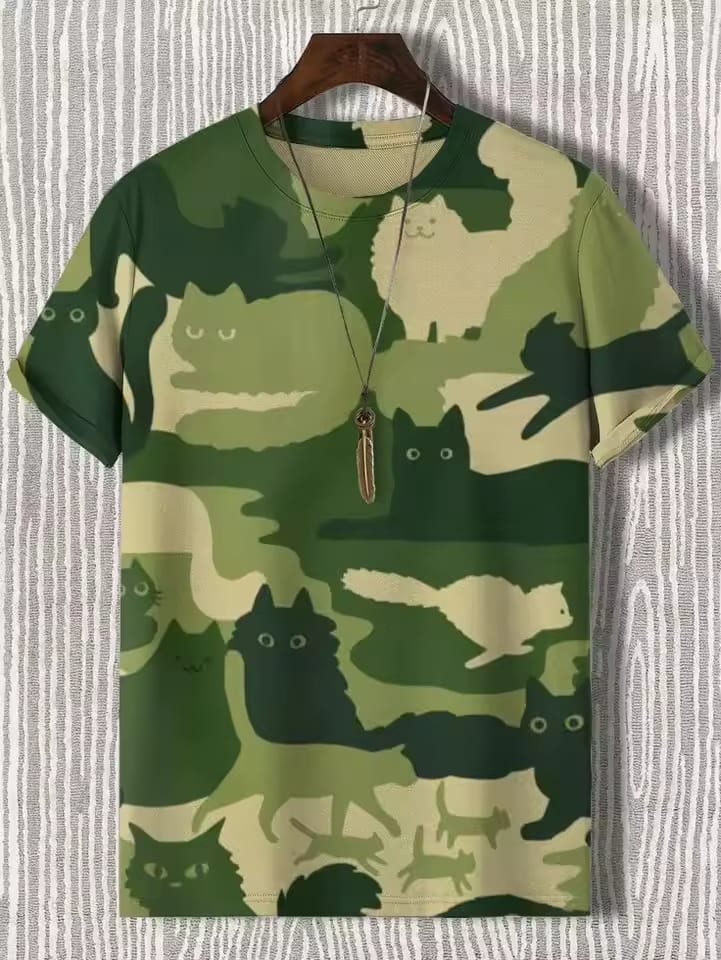 2025 Men's Funny Animal Printed T Shirts Short Sleeved Tees Tops 3D Prints Crew Neck Shirts Summer Casual Men's Clothing Apparel